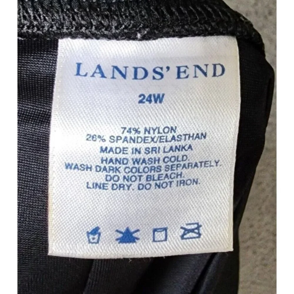 Lands' End Women's Swimsuit Bottoms Skort‎ Skirt Beach Solid Black Plus Size 24W